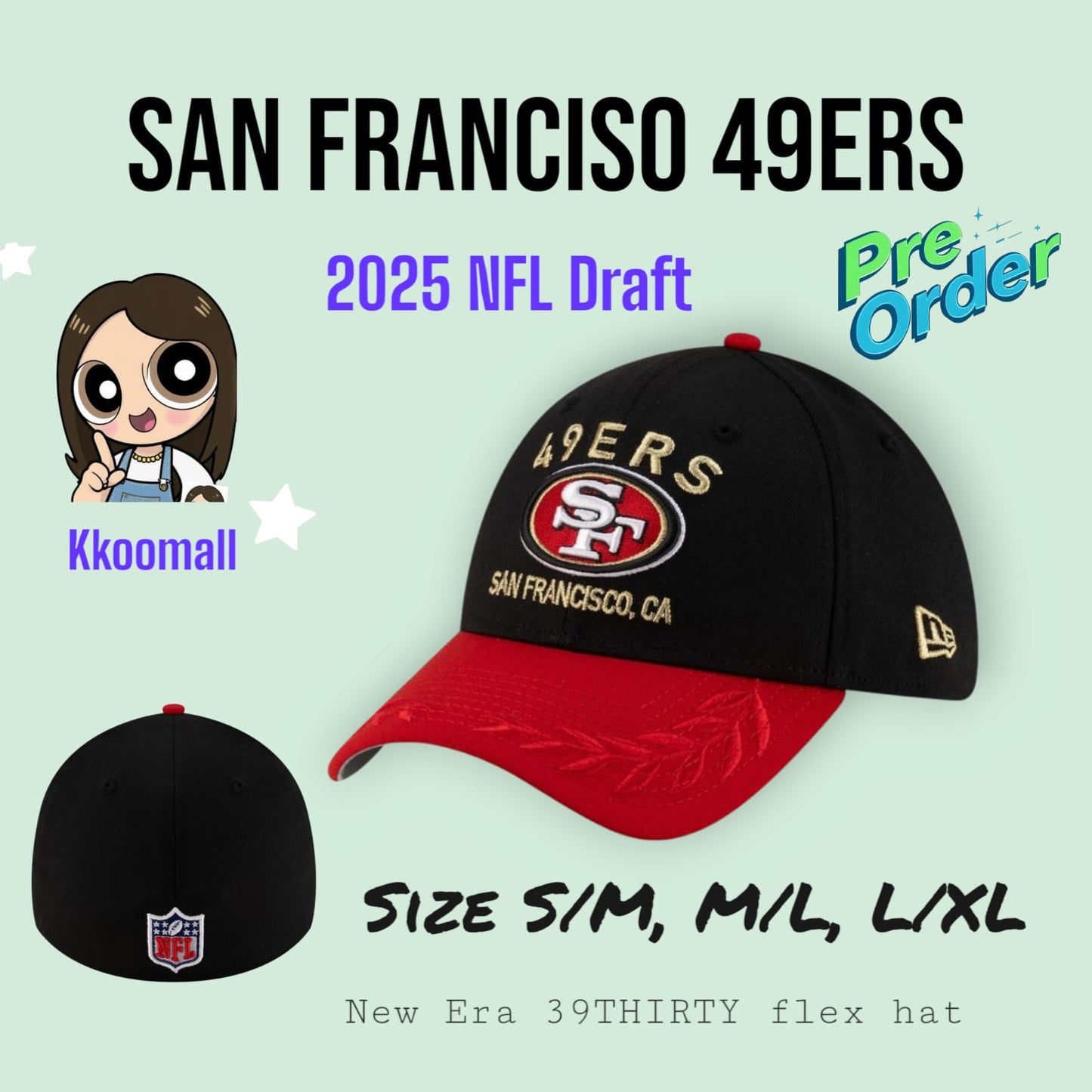 Pre-order 預購 NFL teams New Era 2025 NFL Draft 39THIRTY Flex Hat