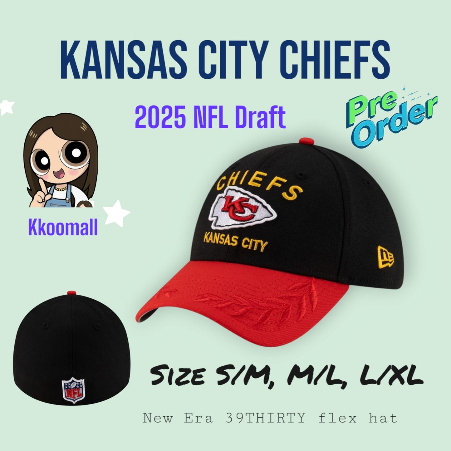 Pre-order 預購 NFL teams New Era 2025 NFL Draft 39THIRTY Flex Hat