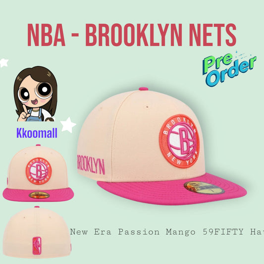 Pre order - NBA Brooklyn Nets New Era Passion Mango 59FIFTY Fitted Hat - Orange/Pink