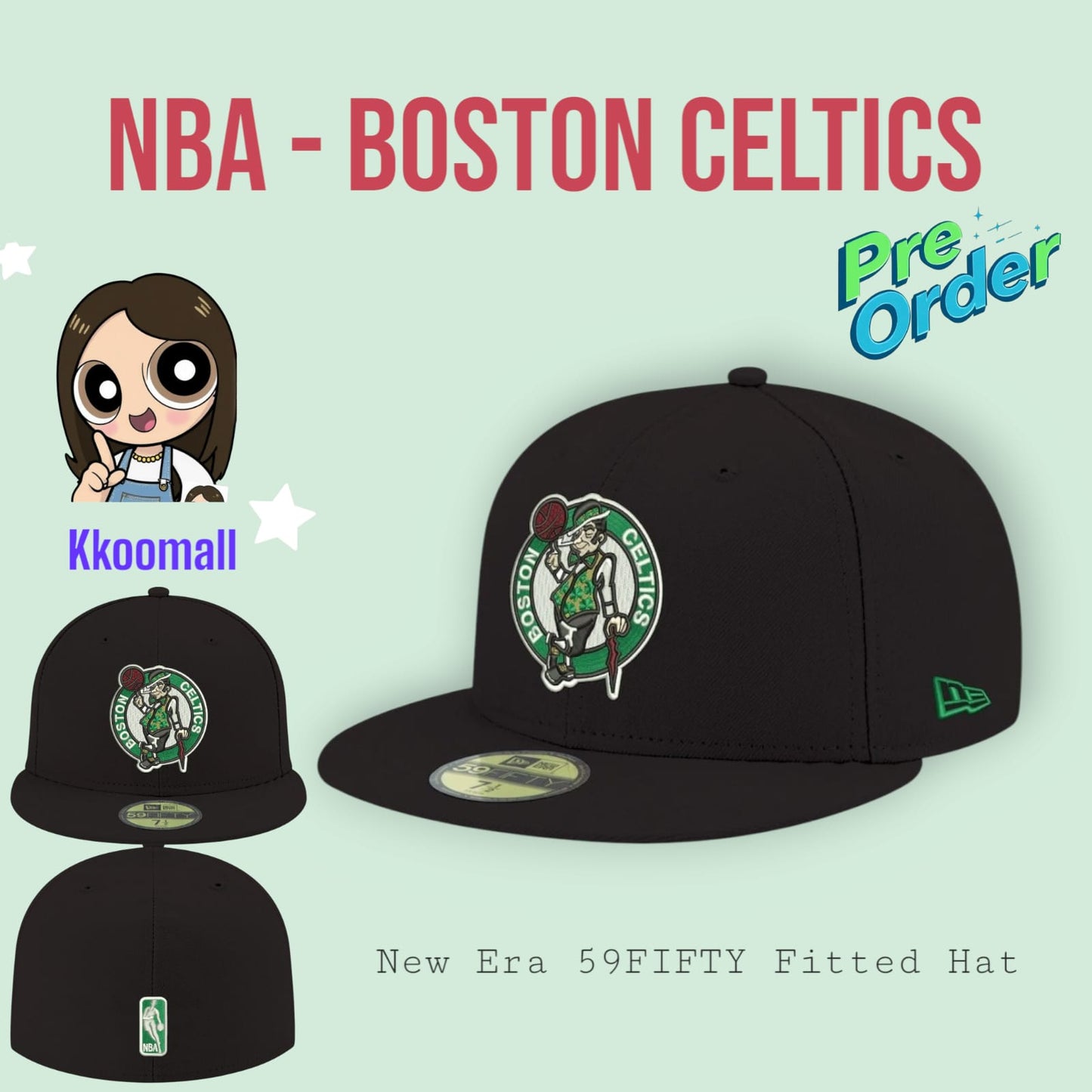 Pre order - NBA Boston Celtics New Era Official Team Color 59FIFTY Fitted Hat