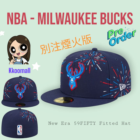 Pre order - NBA Milwaukee Bucks New Era Americana Fireworks 59FIFTY Fitted Hat - Navy