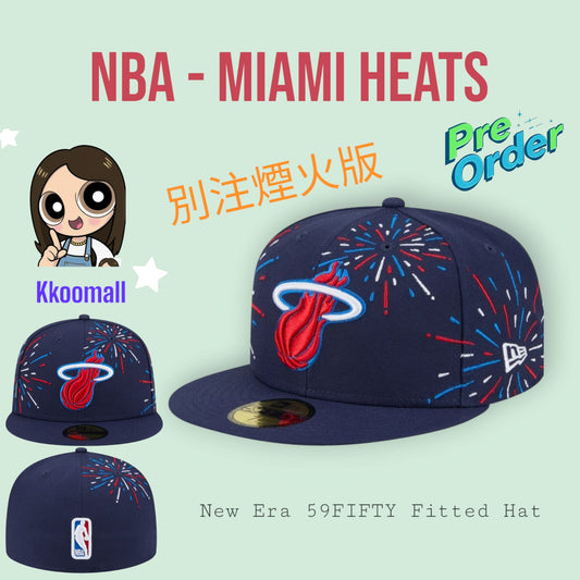 Pre order - NBA Miami Heats New Era Americana Fireworks 59FIFTY Fitted Hat - Navy