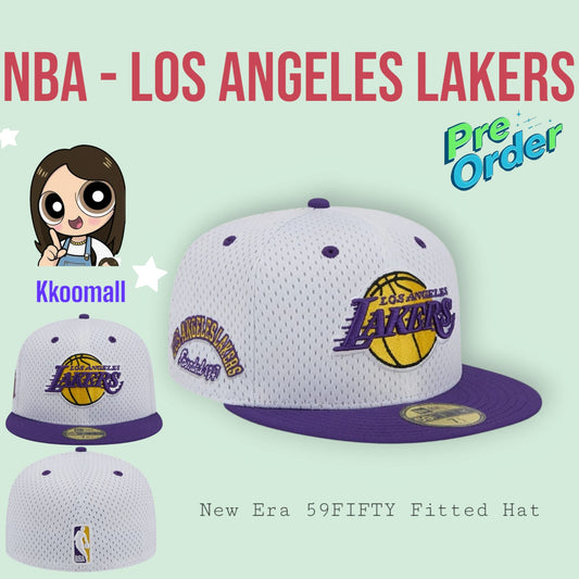Pre order - NBA Los Angeles Lakers New Era Throwback 2Tone 59FIFTY Fitted Hat - White/Purple