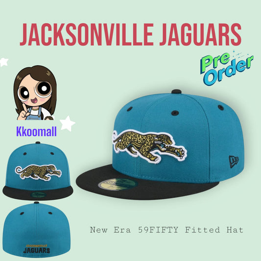 Pre order - NFL Jacksonville Jaguars New Era Throwback Crawl Flipside Two-Tone 59FIFTY Fitted Hat - Teal/Black