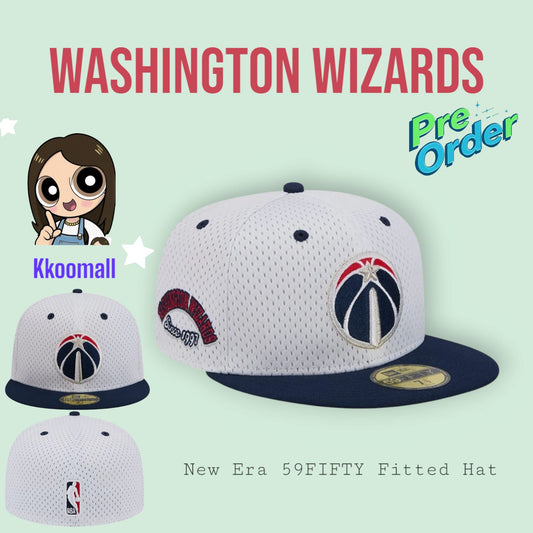 Pre order - NBA Washington Wizards New Era Throwback 2Tone 59FIFTY Fitted Hat - White/Navy