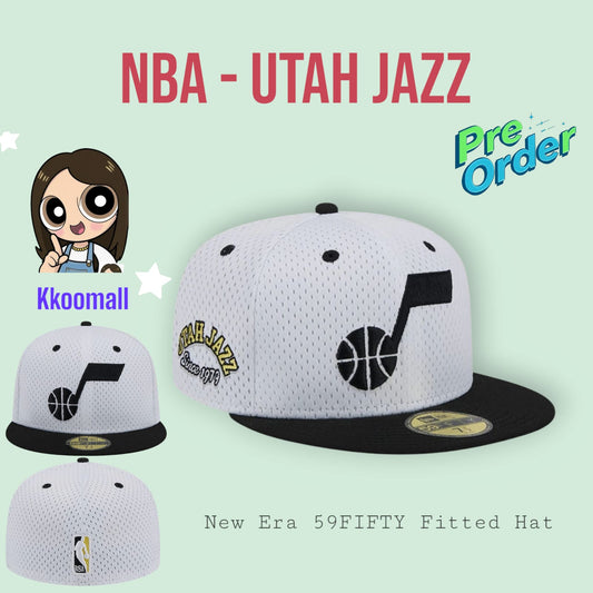 Pre order - NBA Utah Jazz New Era Throwback 2Tone 59FIFTY Fitted Hat - White/Black