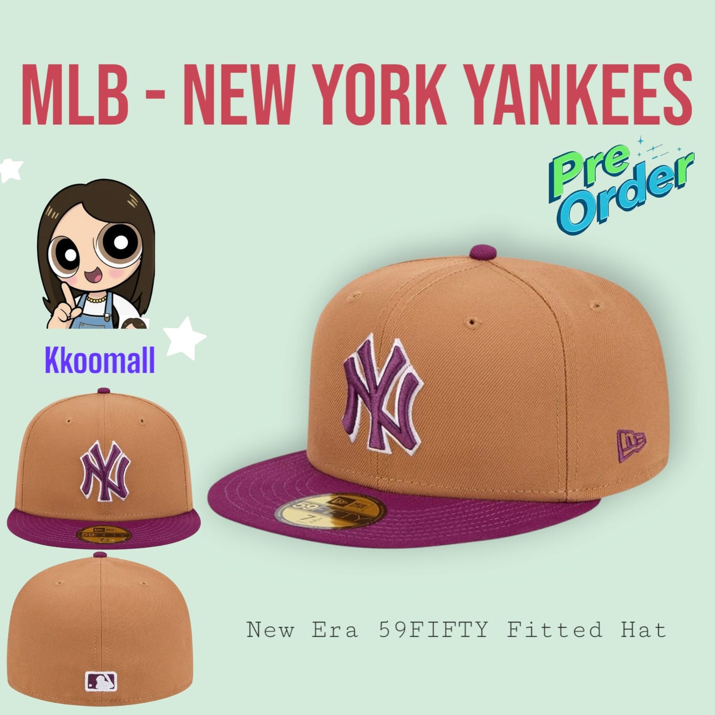 Pre order - MLB New York Yankees New Era Two-Tone Color Pack 59FIFTY Fitted Hat - Brown/Purple