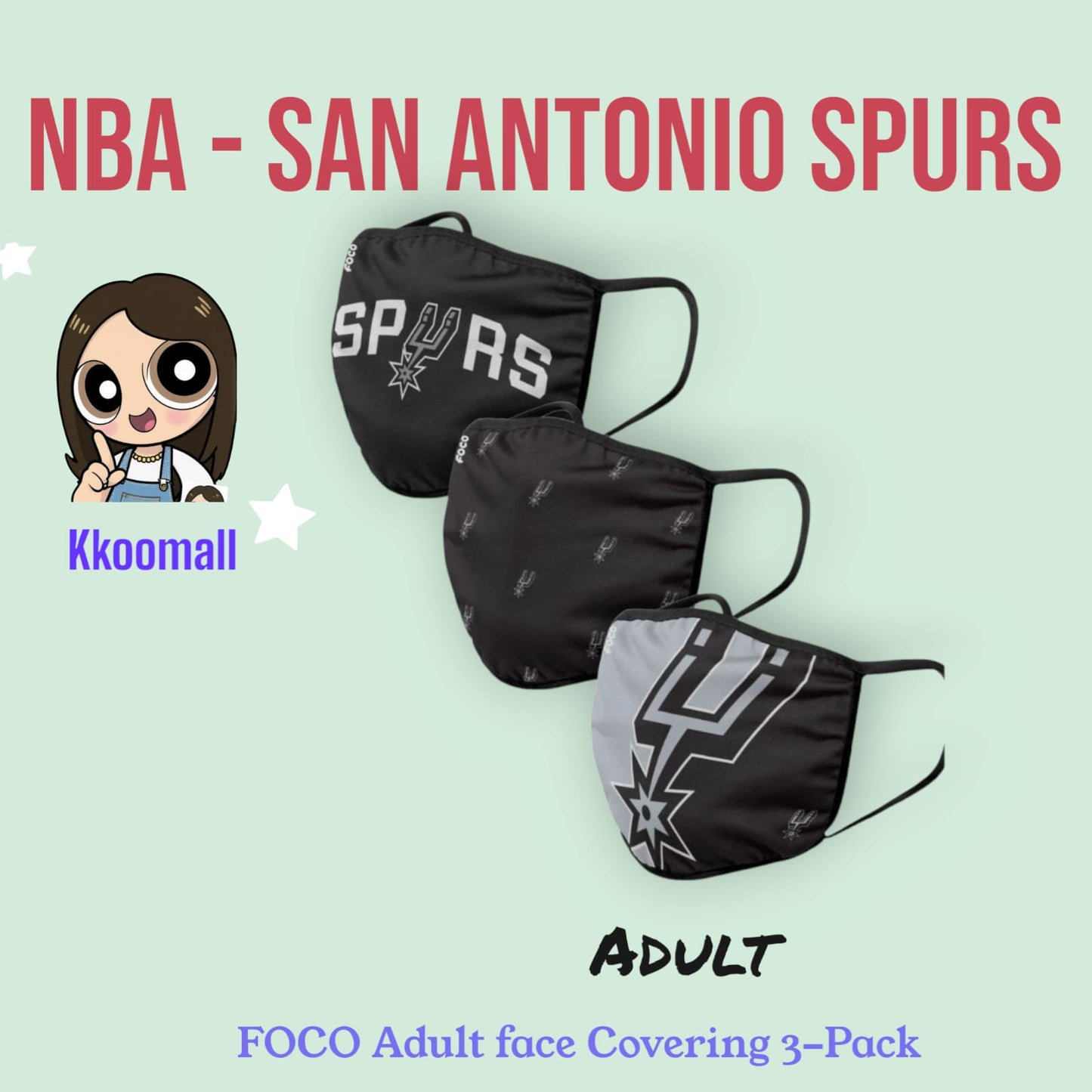 NBA Basketball Foco Pack of 3 Adult Face Covering Mask Cover