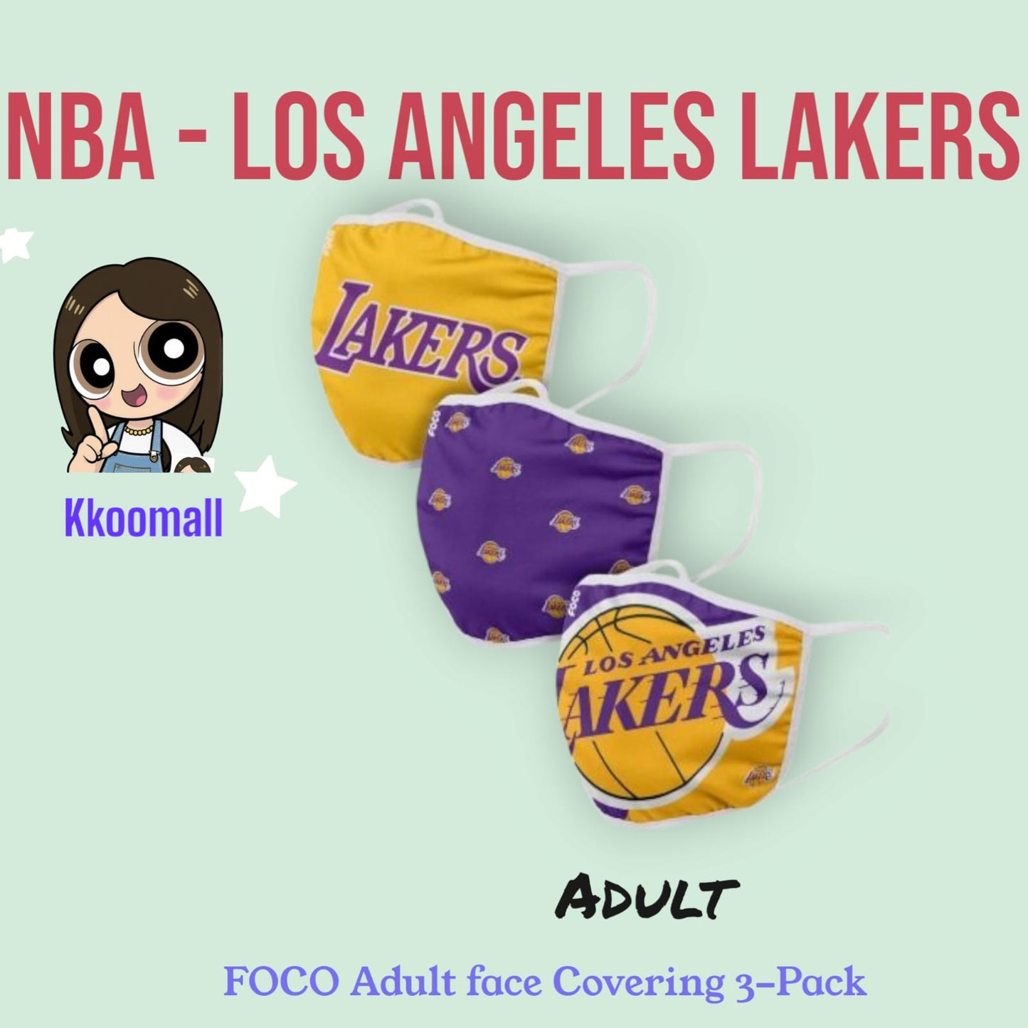 NBA Basketball Foco Pack of 3 Adult Face Covering Mask Cover