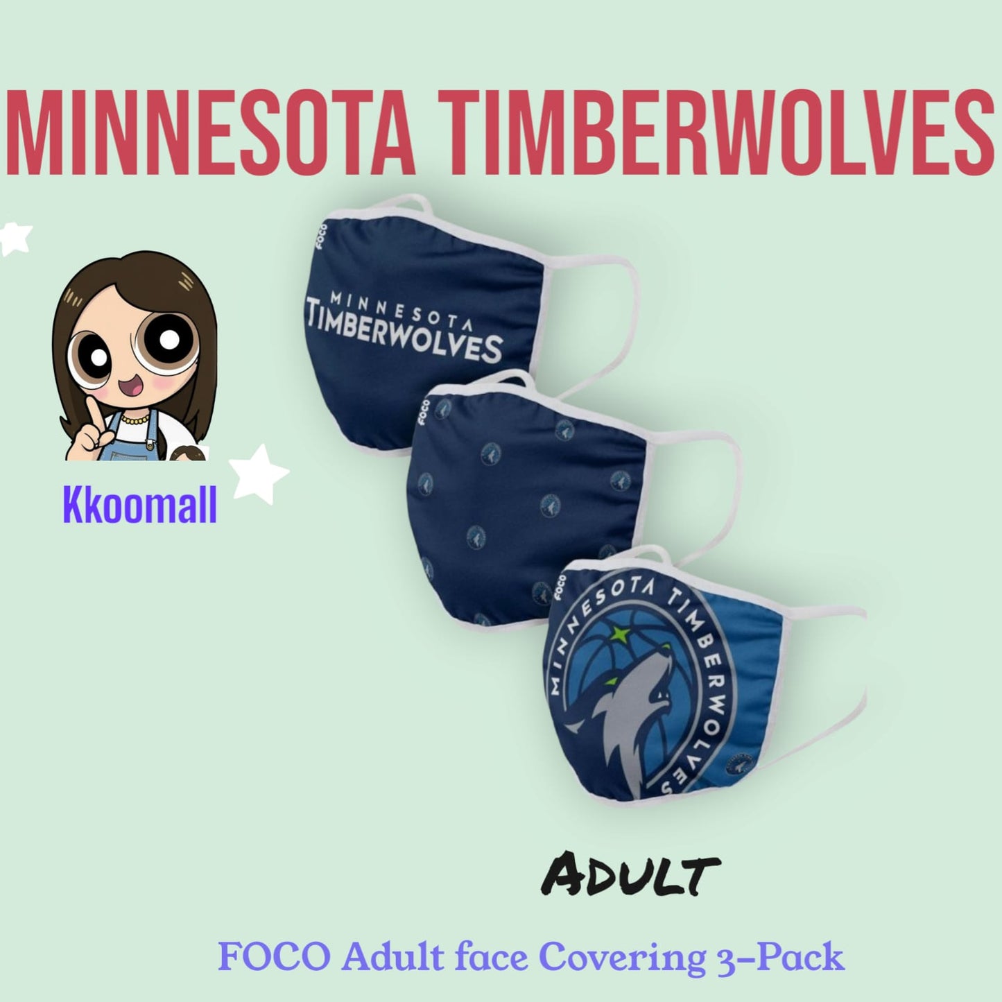 NBA Basketball Foco Pack of 3 Adult Face Covering Mask Cover