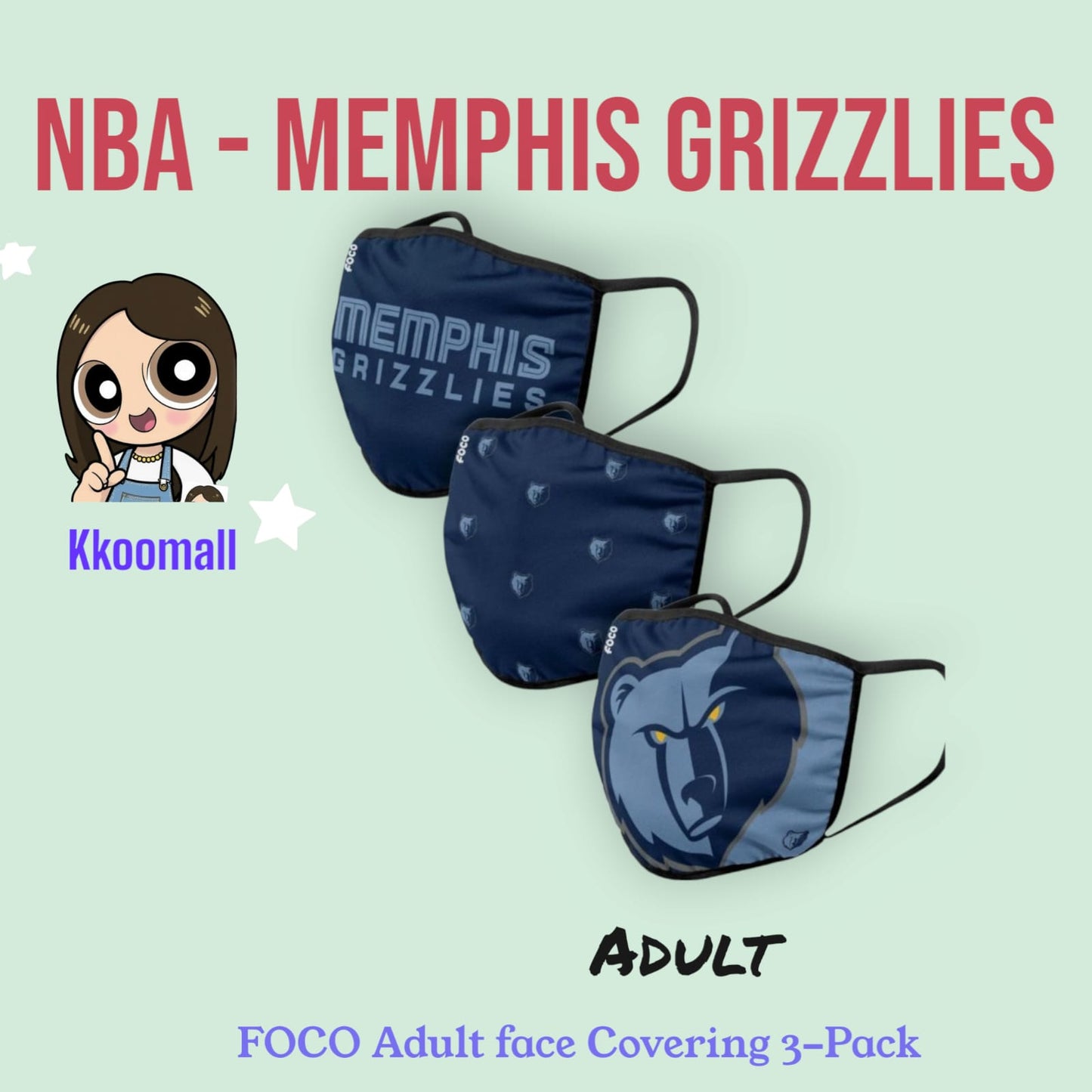 NBA Basketball Foco Pack of 3 Adult Face Covering Mask Cover