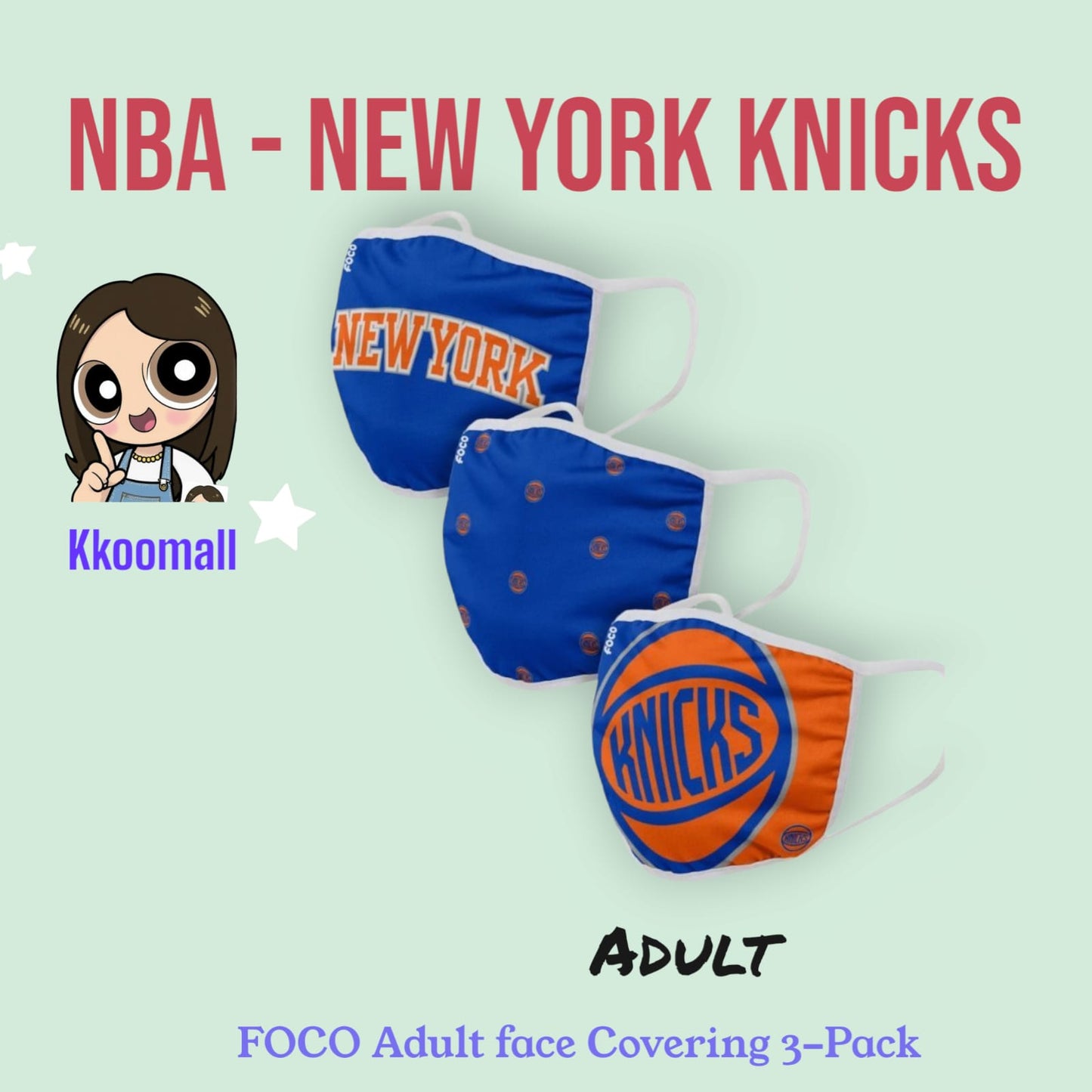 NBA Basketball Foco Pack of 3 Adult Face Covering Mask Cover