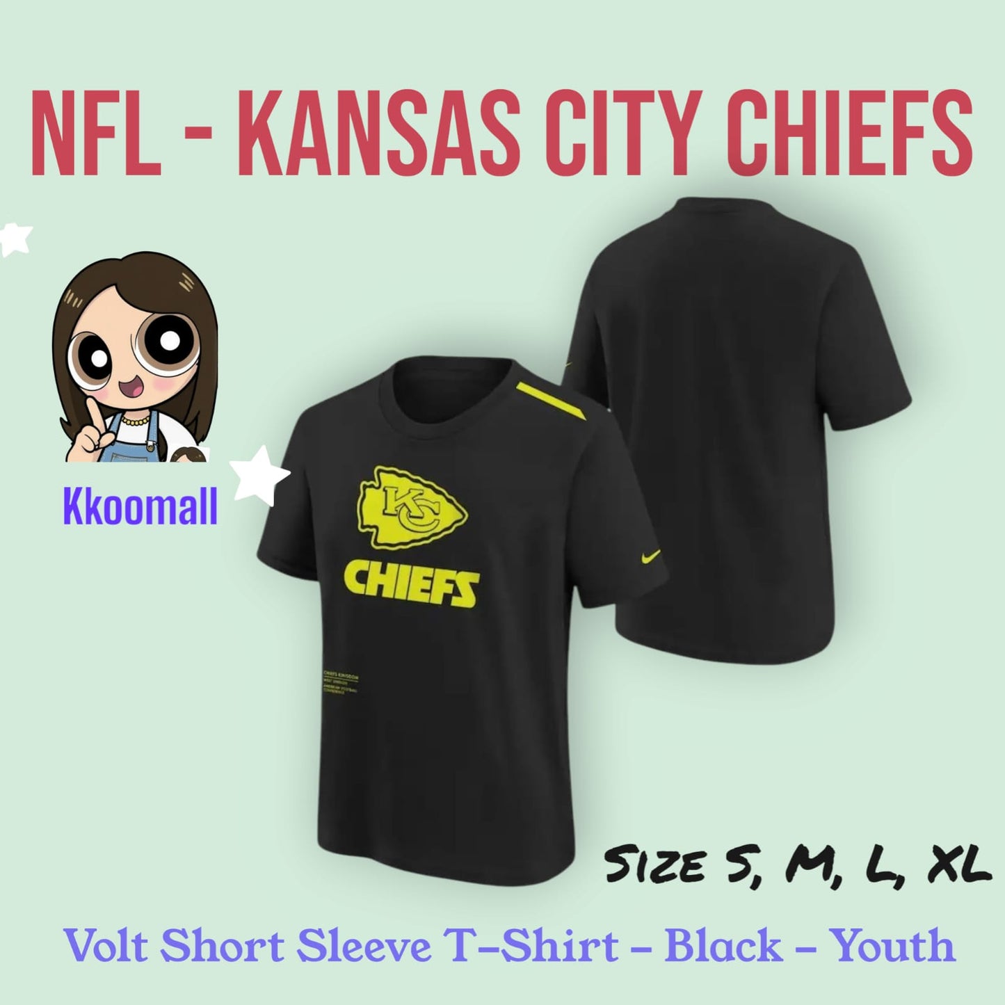 Pre order - NFL teams Outerstuff Volt Short Sleeve T-Shirt - Black - Youth