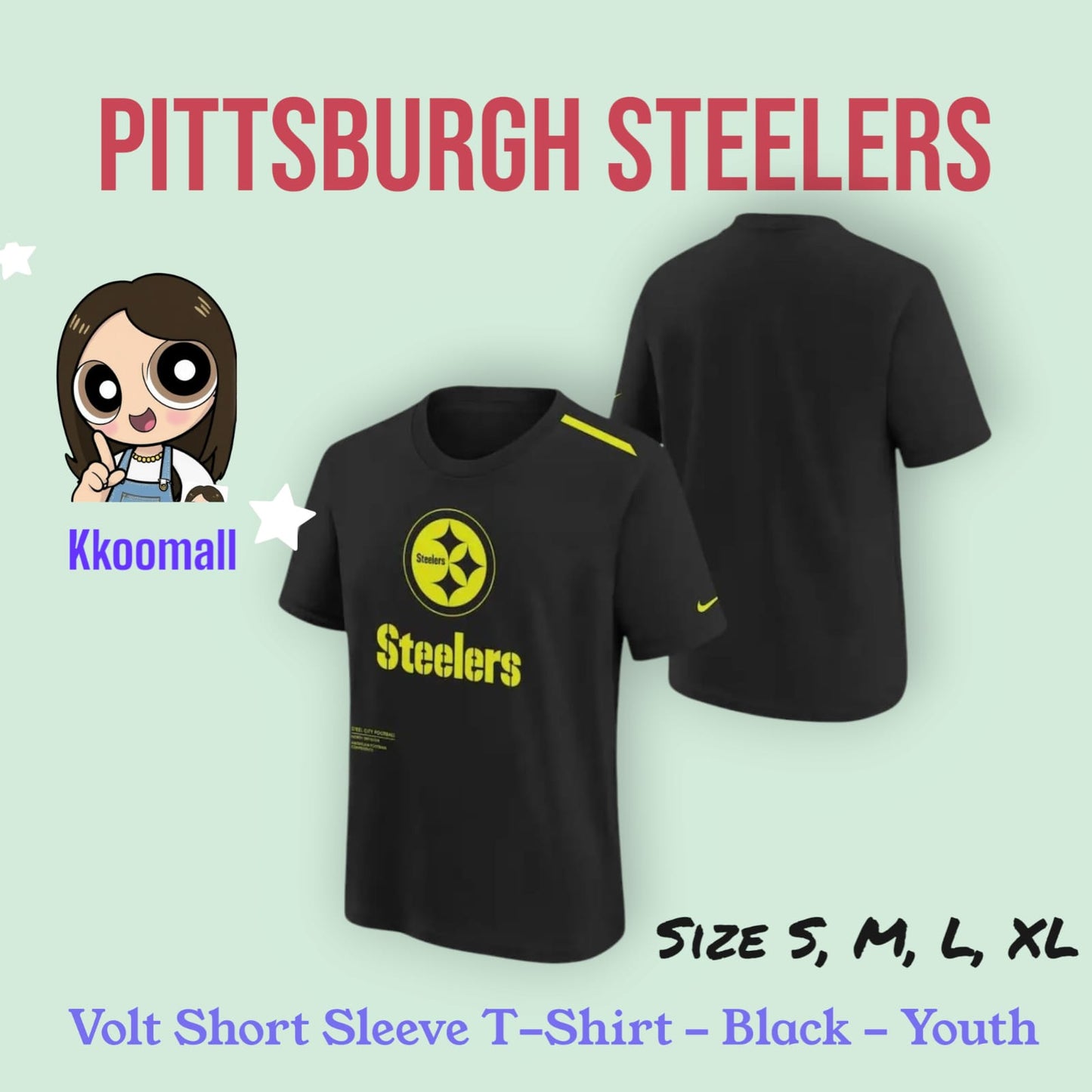 Pre order - NFL teams Outerstuff Volt Short Sleeve T-Shirt - Black - Youth