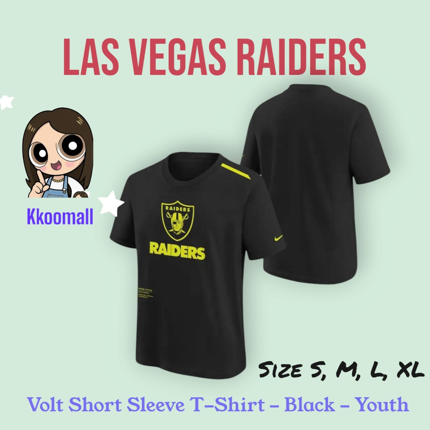 Pre order - NFL teams Outerstuff Volt Short Sleeve T-Shirt - Black - Youth