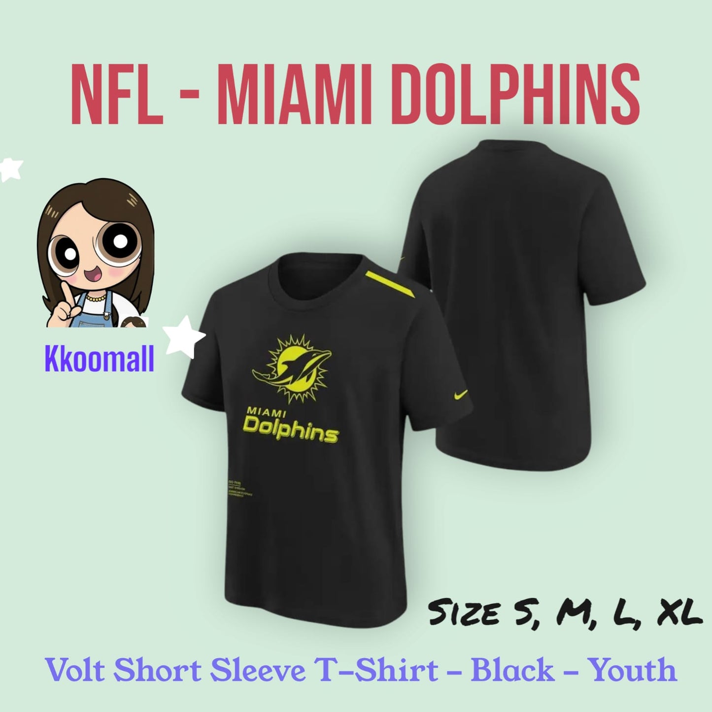 Pre order - NFL teams Outerstuff Volt Short Sleeve T-Shirt - Black - Youth