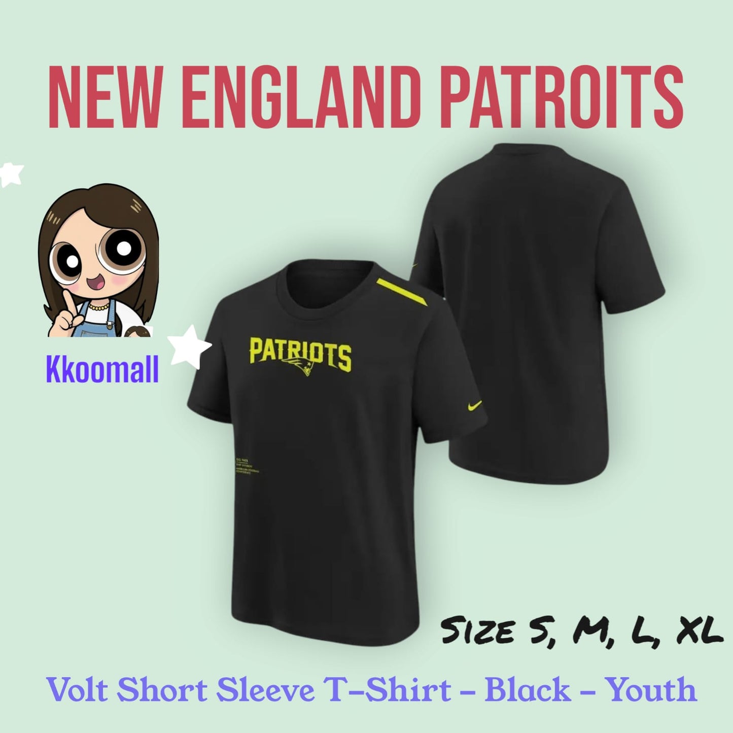 Pre order - NFL teams Outerstuff Volt Short Sleeve T-Shirt - Black - Youth
