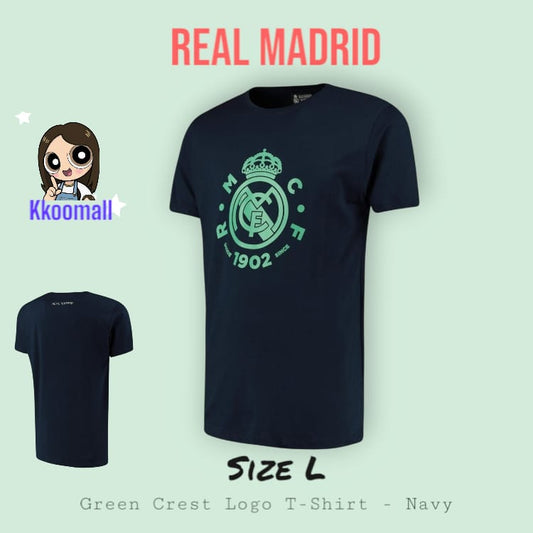 皇家馬德里 Real Madrid Green Crest Logo T-Shirt - Navy Men (現貨) (Copy)